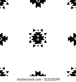 Ethnic Black And White Aztec Seamless Pattern. Geometric abstract background.