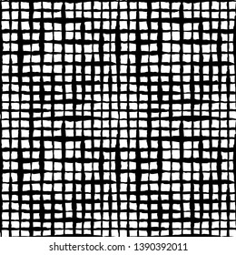 Ethnic black and white check seamless pattern. Boho abstract repeat textile print isolated on white background. Folk fashion tie dye hand made wallpaper.