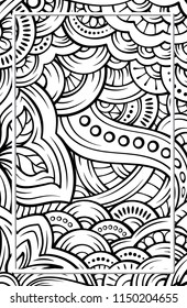 Ethnic black and white doodle background.