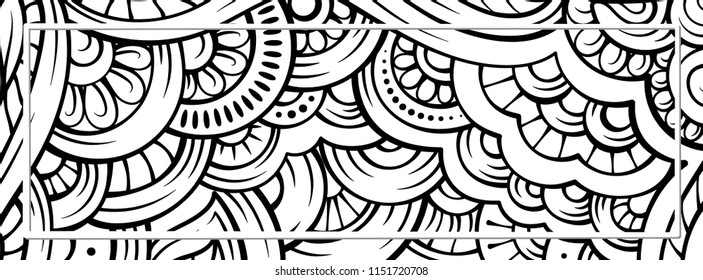 Ethnic black and white doodle background.