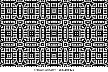 Ethnic black white folk pattern in doodling style. Abstract geometric texture from large polygons for coloring book, wallpaper. 