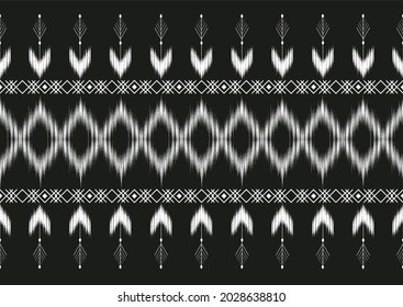 ฺGeometric ethnic Black and white pattern , Ethic, Geometric, Boho, Seamless pattern design for background, carpet, wallpaper, clothing, batik, fabric, Vector illustration style.
