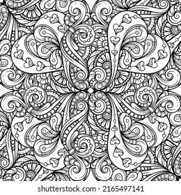 Ethnic black and white seamless pattern.