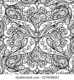 Ethnic black and white seamless pattern.