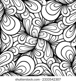 Ethnic black and white seamless pattern. Floral motifs.