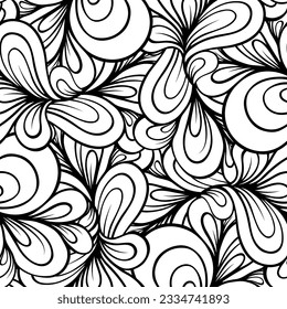 Ethnic black and white seamless pattern. Floral motifs.