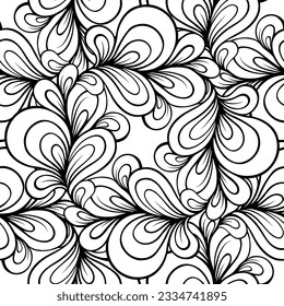 Ethnic black and white seamless pattern. Floral motifs.