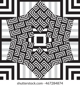Ethnic black and white seamless pattern. Circular ornamental tribal background
