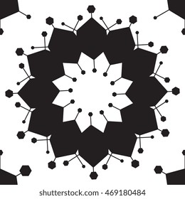 Ethnic black and white seamless pattern. Circular ornamental tribal background