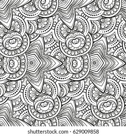 Ethnic black and white seamless pattern. Asian style motif.