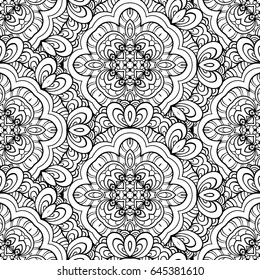 Ethnic black and white seamless pattern. Asian style motifs.