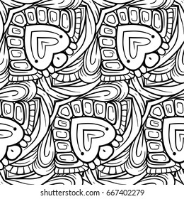 Ethnic black and white seamless pattern. Asian style motifs.
