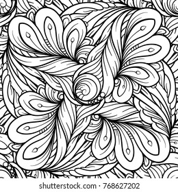 Ethnic black and white seamless pattern. Asian style motif.