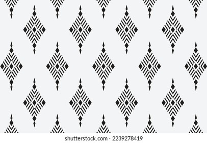 Ethnische, schwarz-weiße quadratische Muster Vektor. Nahtlose ethnische Muster Hintergrund in Stammesgebieten, Folkstickerei, geometrischer Azteken-Ornamentendruck. Design für Tapeten, Kleidung, Umhüllung, Stoff, Papier
