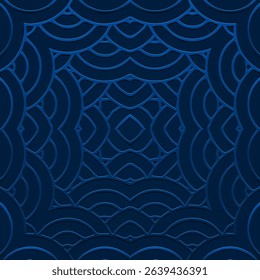 Ethnic blue background, cover design, banner, wallpaper. Geometric exotic 3D pattern, art deco. Abstraction. Relief ornaments, arabesques, mandala, fresco of the East, Asia, India, Mexico, Aztec, Peru