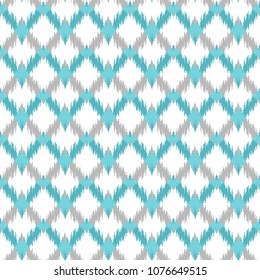 Ethnic blue, gray and white zig zag seamless pattern. Boho winter abstract geometric repeat textile print, romantic background. Folk fashion strip marine wallpaper.