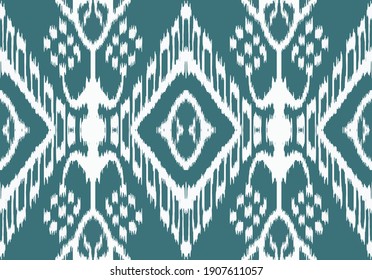 Ethnic blue ikat vector chevron pattern background Traditional pattern on the fabric in Indonesia and other Asian countries