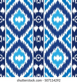Ethnic blue seamless pattern. Boho abstract textile print. Winter wallpaper.