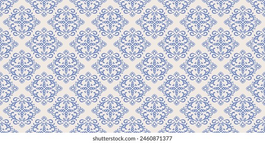Patrones sin costuras de color azul étnico con Elementos vegetales y geométricos. Diseño abstracto moderno para el papel, cubierta, tela, decoración interior y otro uso