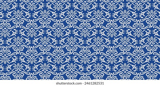Patrones sin costuras de color azul étnico con Elementos vegetales y geométricos. Diseño abstracto moderno para el papel, cubierta, tela, decoración interior y otro uso
