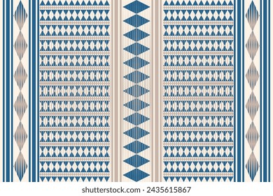 ethnic blue and white tribal pattern design for print textile carpet