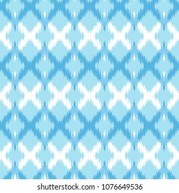 Ethnic blue and white zig zag seamless pattern. Boho winter abstract geometric repeat textile print, romantic background. Folk fashion strip marine wallpaper.