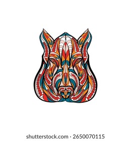 Ethnic Boar Vector Illustration Tribal Wild Pig Design on White Background