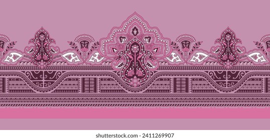 Ethnic boder style and beautiful vector print fabric good result