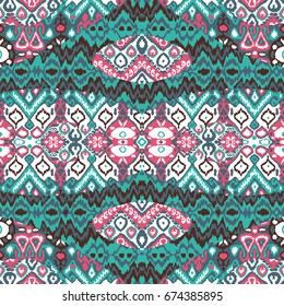 Ethnic bohemian arabesque pattern. Zigzag geometric retro abstract print. Tribal boho background vector illustration