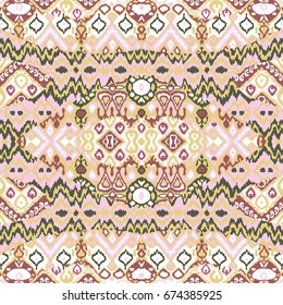 Ethnic bohemian arabesque pattern. Zigzag geometric retro abstract print. Tribal boho background vector illustration