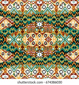 Ethnic bohemian arabesque pattern. Zigzag geometric retro abstract print. Tribal boho background vector illustration