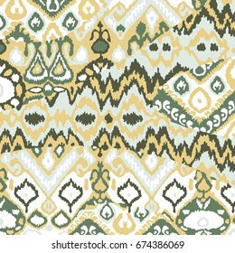 Ethnic bohemian arabesque pattern. Zigzag geometric retro abstract print. Tribal boho background vector illustration