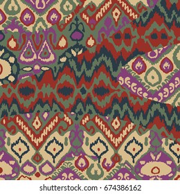 Ethnic bohemian arabesque pattern. Zigzag geometric retro abstract print. Tribal boho background vector illustration