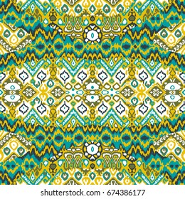 Ethnic bohemian arabesque pattern. Zigzag geometric retro abstract print. Tribal boho background vector illustration