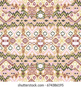 Ethnic bohemian arabesque pattern. Zigzag geometric retro abstract print. Tribal boho background vector illustration