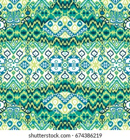 Ethnic bohemian arabesque pattern. Zigzag geometric retro abstract print. Tribal boho background vector illustration