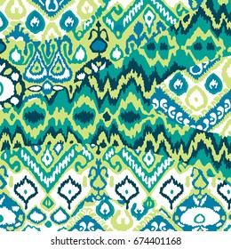 Ethnic bohemian arabesque pattern. Zigzag geometric retro abstract print. Tribal boho background vector illustration