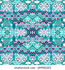 Ethnic bohemian arabesque pattern. Zigzag geometric retro abstract print. Tribal boho background vector illustration