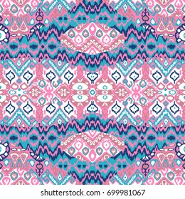 Ethnic bohemian arabesque pattern. Zigzag geometric retro abstract print. Tribal boho background vector illustration