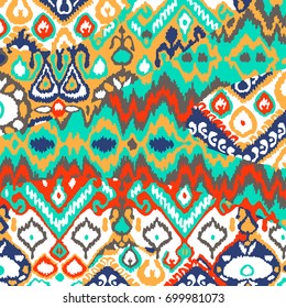 Ethnic bohemian arabesque pattern. Zigzag geometric retro abstract print. Tribal boho background vector illustration