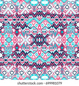 Ethnic bohemian arabesque pattern. Zigzag geometric retro abstract print. Tribal boho background vector illustration