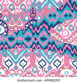 Ethnic bohemian arabesque pattern. Zigzag geometric retro abstract print. Tribal boho background vector illustration