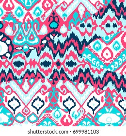 Ethnic bohemian arabesque pattern. Zigzag geometric retro abstract print. Tribal boho background vector illustration