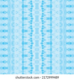 Ethnic Bohemian Batik. Abstract Watercolor Repeat. Abstract Vector Boho Brush. Blue Color Ikat. Tribal Brush Pattern. Blue Color Bohemian Pattern. Cyan Colour Geometric Textile. Seamless Pastel Batik