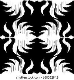 Ethnic boho black and white seamless pattern. Retro motif. Vector illustration. Textile rapport.