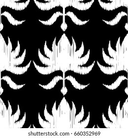 Ethnic boho black and white seamless pattern. Retro motif. Vector illustration. Textile rapport.