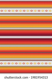 Ethnic boho fabric illustration. Colorful stripes background. Mexican style vector seamless pattern. Serape design. Western decor style. Slavic folk pattern.