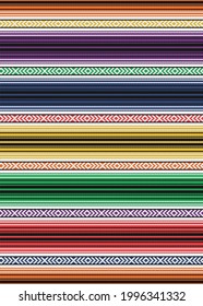 Ethnic boho fabric pattern. Native mexican blanket, rug ornament. Colorful stripes background. Serape design. Cinco de Mayo decor.