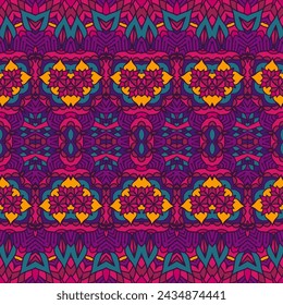 Ethnic boho geometric psychedelic colorful print doodle vector. Festive colorful folk art style design element decorated with ornaments in indian style. Mexican design