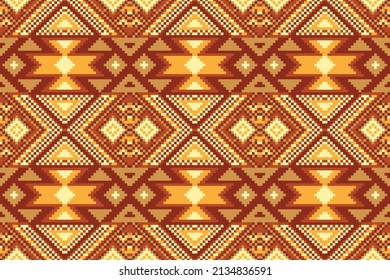 Ethnic boho geometric seamless pattern texture in bright colors. Design for carpet, wallpaper, clothing, wrapping, batik, fabric, Vector illustration embroidery style in Ethnic themes